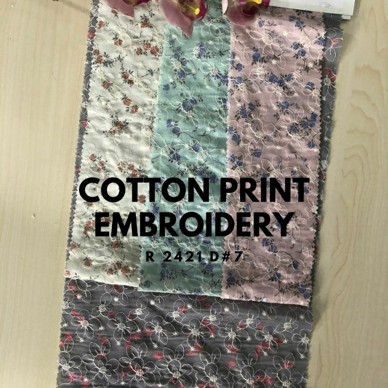 KAIN COTTON PRINT EMBROIDERY R 2421 D#7