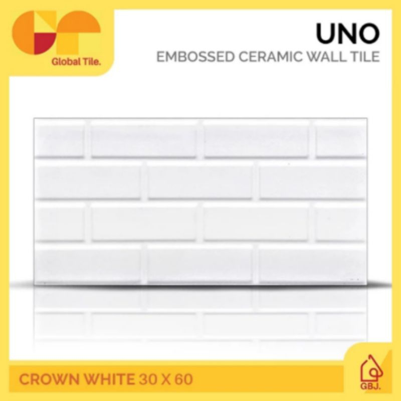 KERAMIK UNO 30 X 60 CROWN WHITE / KERAMIK DINDING SUBWAY BATA TIMBUL PUTIH