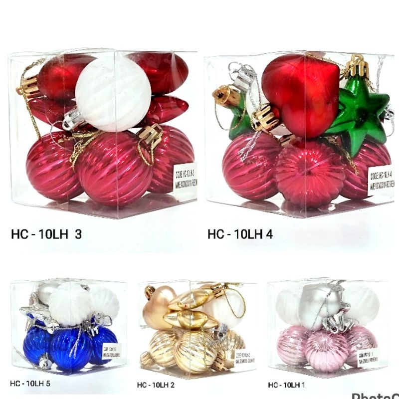 Bola Natal Mix Isi 10 Hiasan Bintang Hati Bola Natal Merah Putih Murah Hiasan Natal Harga Grosir Ter