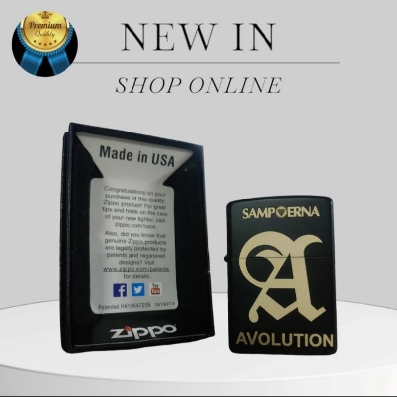 Korek Api Zippo Premium Logo AVolution Exclusive Free Grafir Nama