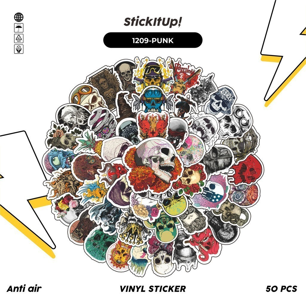 

COD✨ 100 Pcs Stiker Punk Skull v3 Lucu Anti Air Untuk Dekorasi Notebook Sepeda Skateboard Handphone DIY