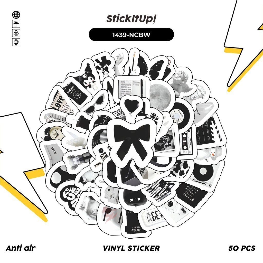 

COD✨ 100 Pcs Stiker Nordic Classic Black & White Lucu Anti Air Untuk Dekorasi Notebook Sepeda Skateboard Handphone DIY
