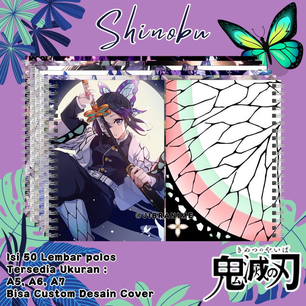 

Note Book Shinobu Kimetsu No Yaiba / Notebook Shinobu / Buku Catatan / Bisa Custom