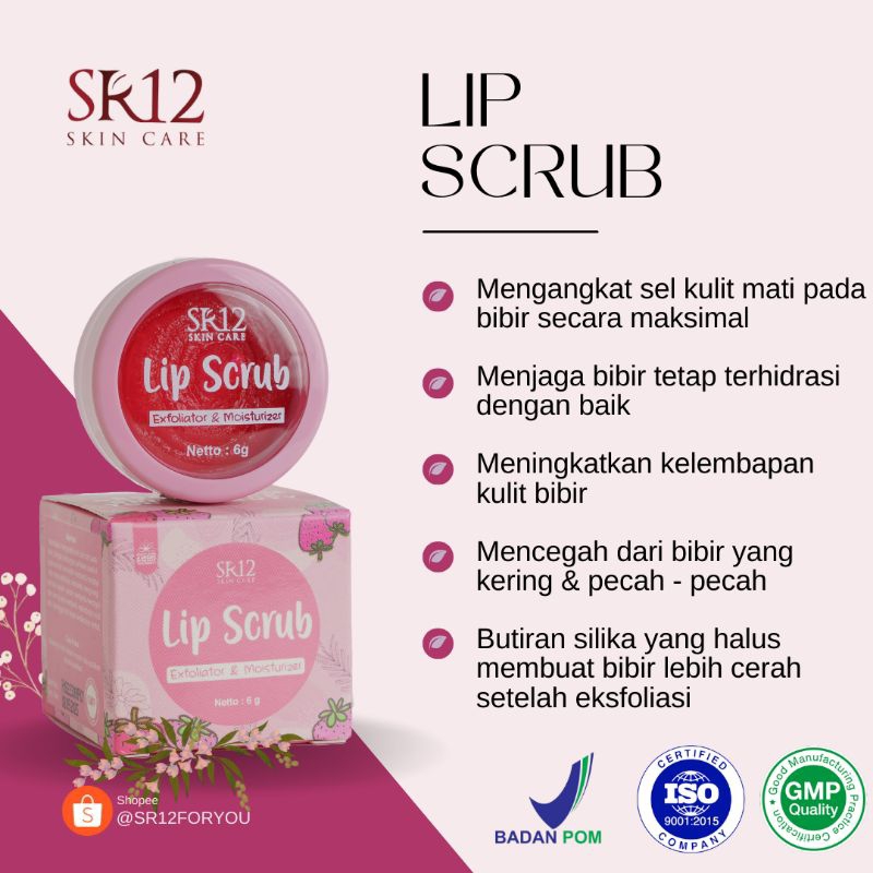 LIP SCRUB EXFOLIATOR & MOISTURIZER SR12 BPOM // LIP SCRUB LIP BALM LIP CARE LIP TREATMENT LIP SERUM 