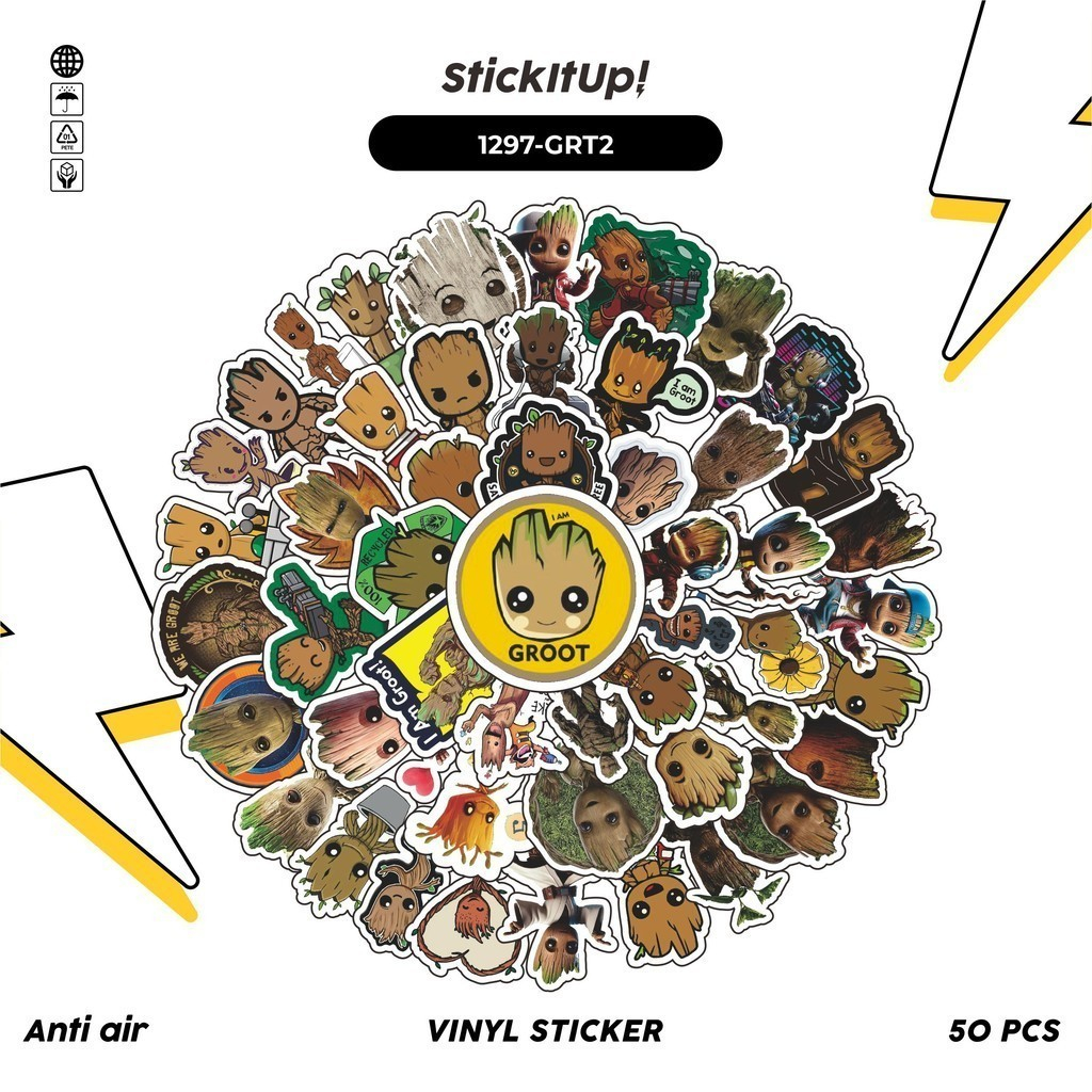 

COD✨ 100 Pcs Stiker Groot Series B Marvel Superhero Lucu Anti Air Untuk Dekorasi Notebook Sepeda Skateboard Handphone DIY