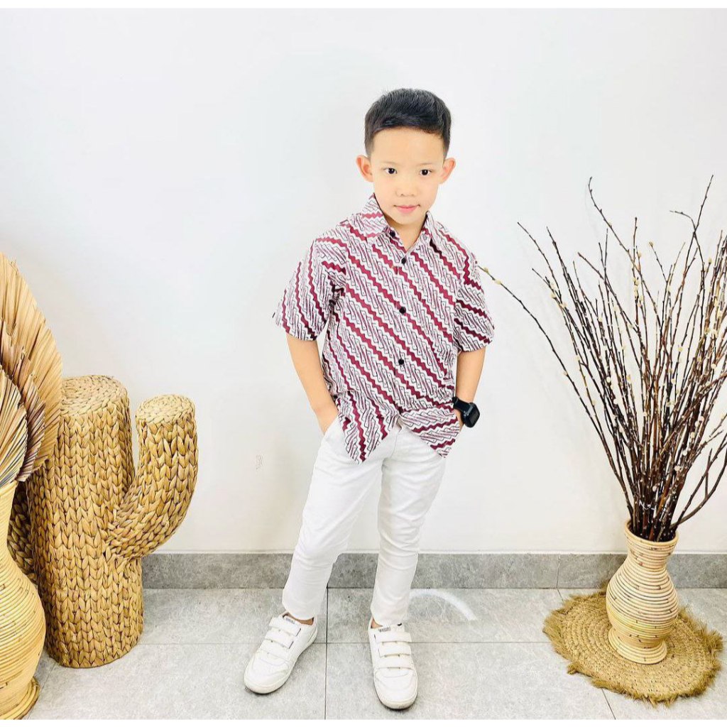 Benang Raja Hem Dan Atasan Anak Katun Parang Kombinasi