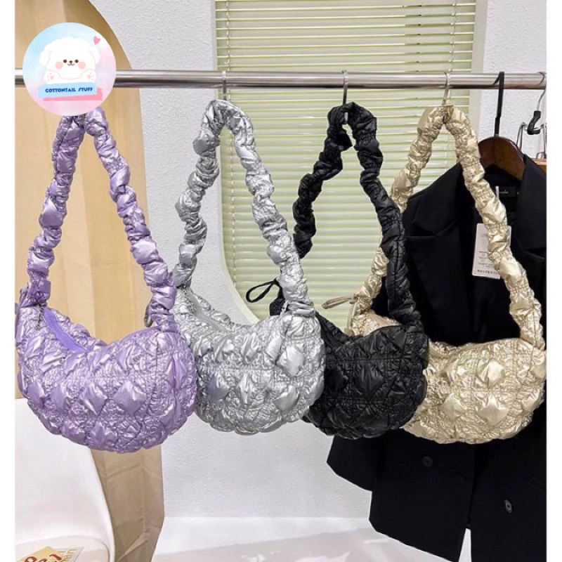 Carlyn* Puffy Bag Metallic (Small) / Tas Serut / Tas Korea / Slingbag Bangkok