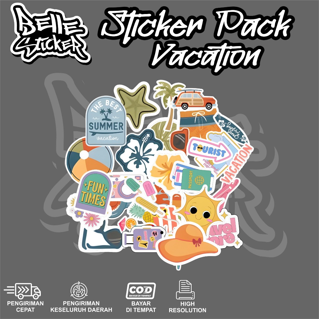 

Stiker Sticker Summer Vocation Waterproof untuk hp, helm, tumblr, laptop notebook Sticker Aesthetic