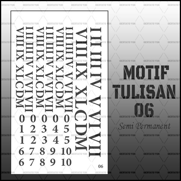 BERTATO-Stiker tato temporer semi permanen tahan lama anti air Kode tulisan-06 / Tato bentuk stiker 