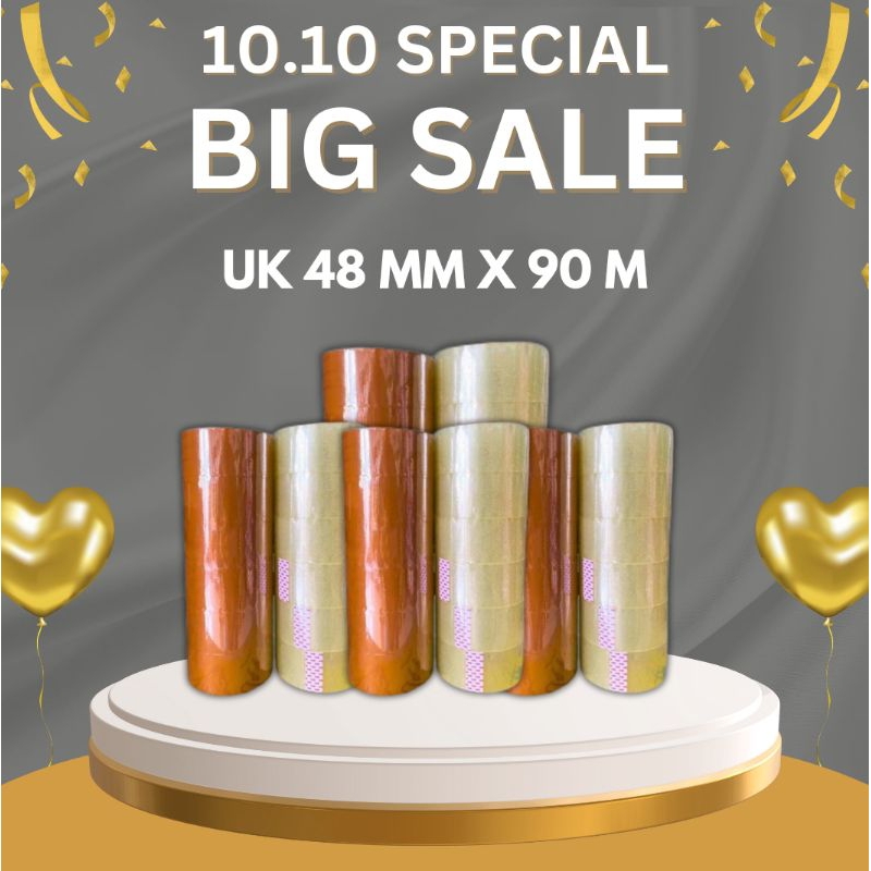 

SPESIAL 10.10 BIG SALE LAKBAN1 SLOP/ROLL ISI 6 PCS LAKBAN OPP BENING DAN COKLAT 48MM x 90 M ISOLASI BENING DAN COKLAT PROMO!!!!