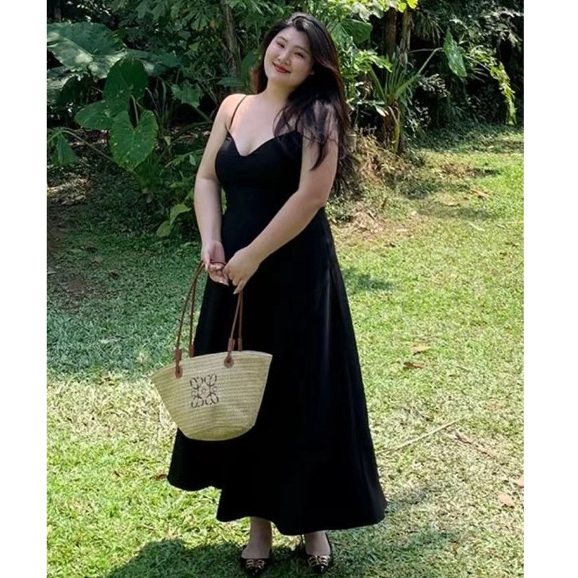 Aroana dress wanita jumbo korean style baju big size LD120 ld140 model terbaru sexy rok hitam panjan