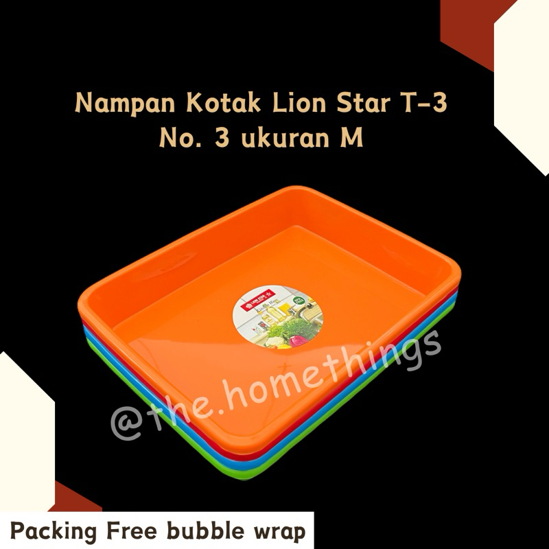 @the.homethings - NAMPAN KOTAK PLASTIK LION STAR T-3 NO 3 UKURAN M / BAKI SEGI PLASTIK UKURAN TANGGU
