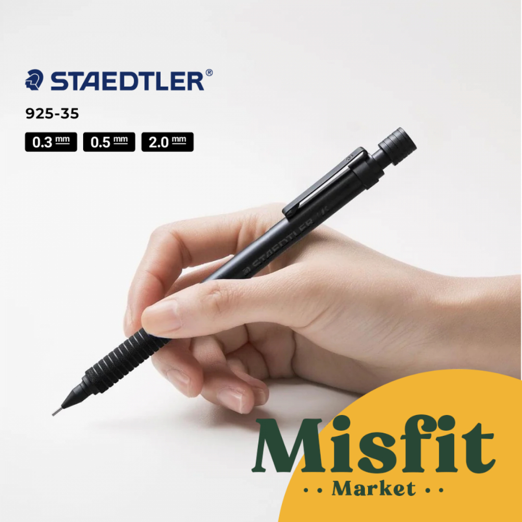 Staedtler 925-35 All Black Drafting Mechanical Pencil 0.3 0.5 2.0 mm Pensil Mekanik