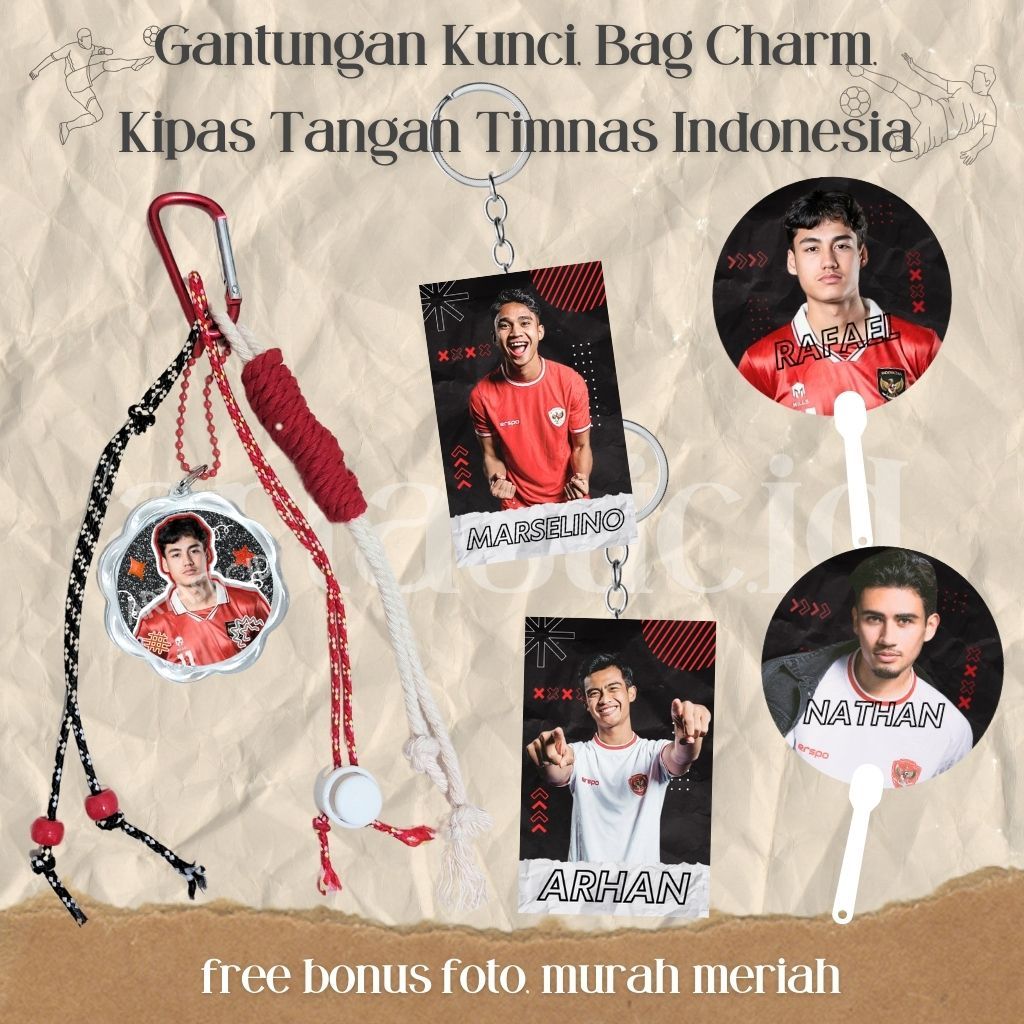 GANTUNGAN KUNCI TIMNAS INDONESIA | KIPAS TANGAN TIMNAS INDONESIA | KEYCHAIN TIMNAS INDONESIA | GANCI