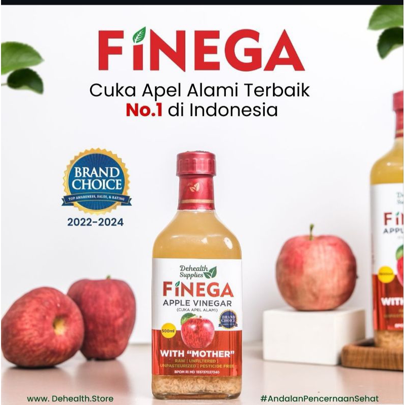 Finega Cuka Apel With Mother 500 ml dehealth supplies Cuka Alami Cuka Organik