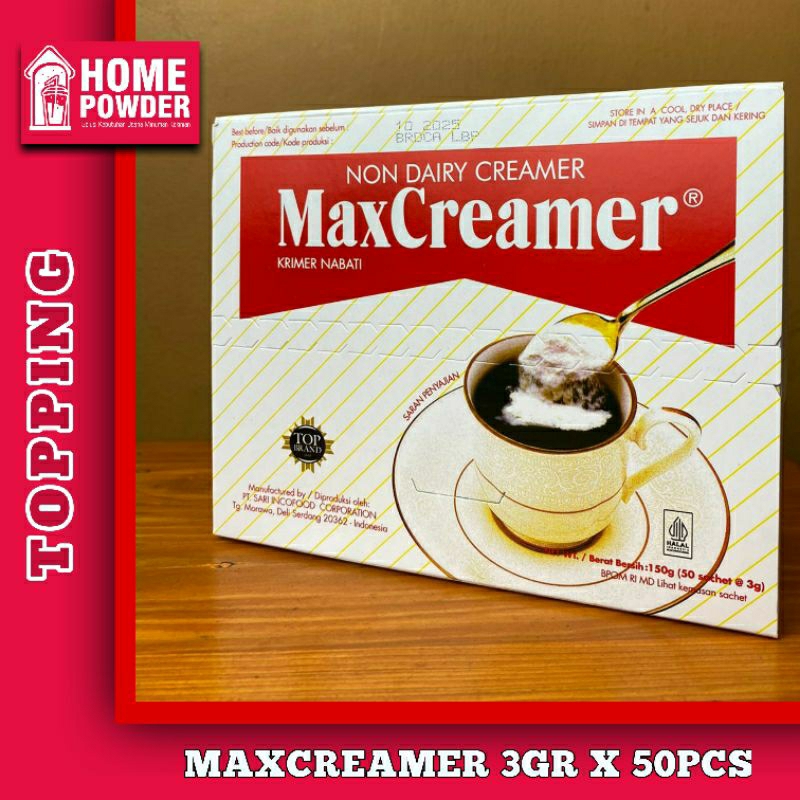 

Promo Murah Creamer Sachet 3 Gr x 50 Sachet Maxcreamer Creamer Hotel Resto dan Cafe