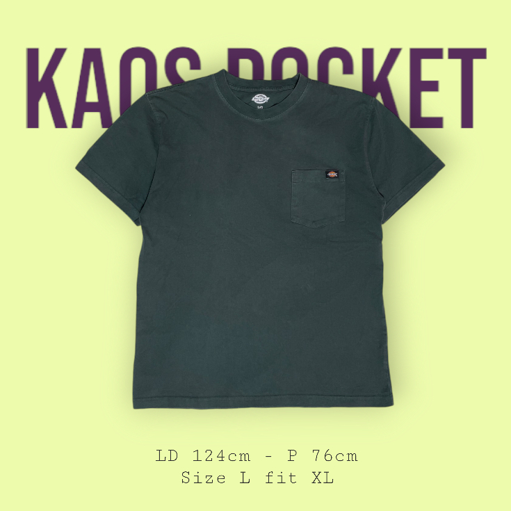 Kaos Pocket Dickies Hijau Army - Barang second bekas thrift murah