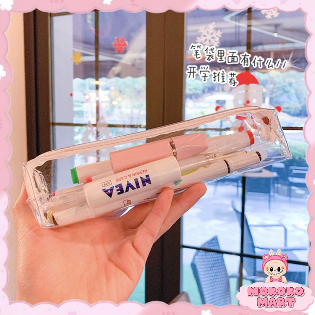 

MM Kotak Pensil MIni Transparan PVC Aesthetic Tempat / Kotak Pensil / Alat Tulis / Waterproof KP10