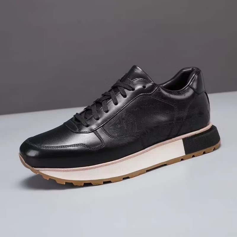 sepatu sneaker kulit pria hitam Leather (mg0611)