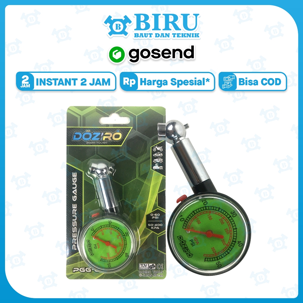 DOZIRO Dial Tire Gauge 60 PSI Alat Ukur Tekanan Angin Ban
