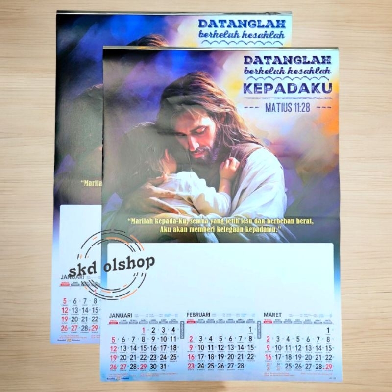 

kalender 2025 triwulan 4 lembar 3 bulanan gambar rohani 3 Ao123(terima castume cetak merek)