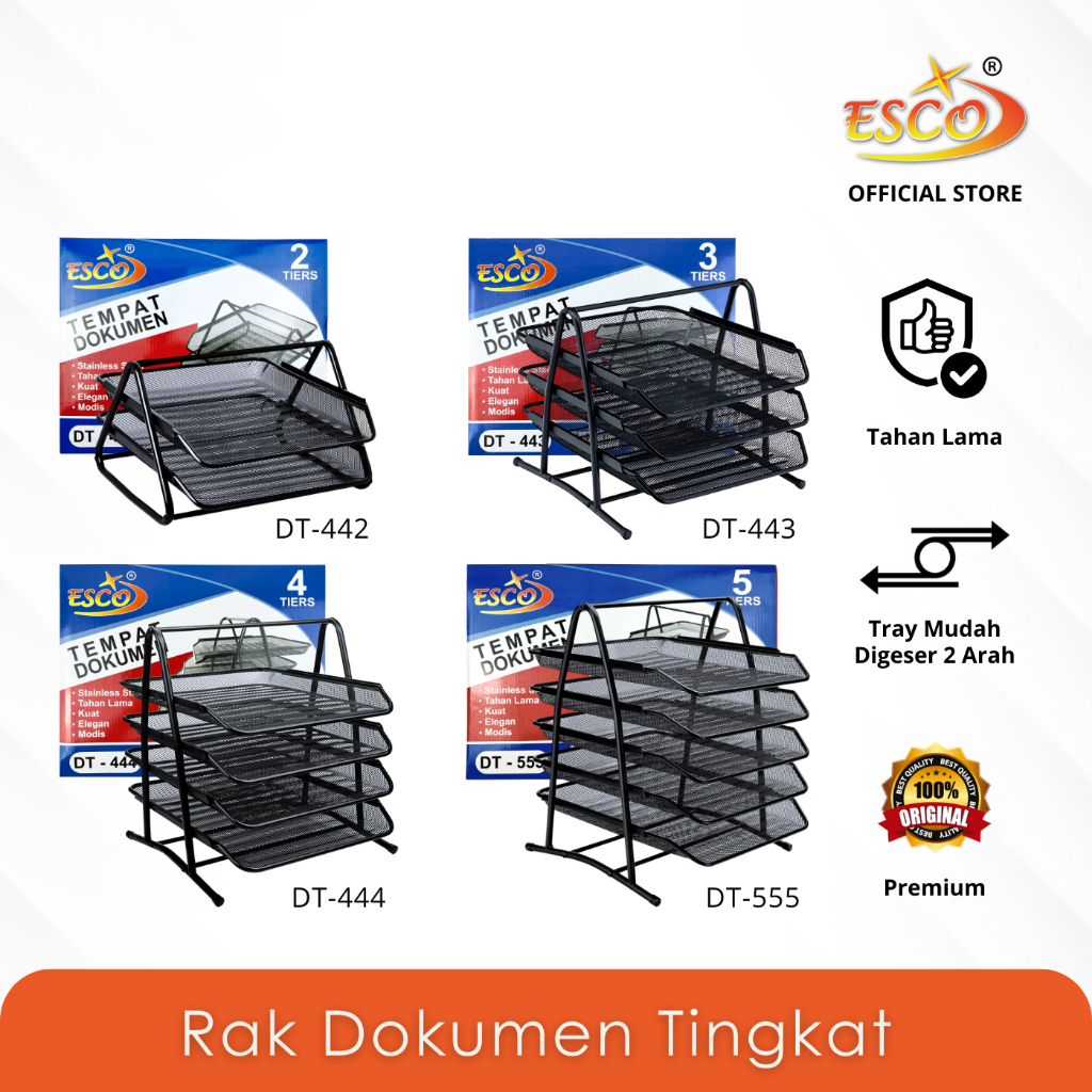 

ESCO Rak Dokumen Tingkat / Tempat Dokumen / Desk Organizer / Document Tray DT