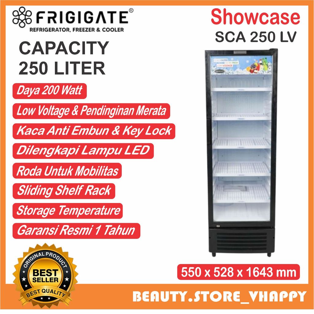 Showcase Lemari Pendingin Minuman FRIGIGATE ATIS 288 5 Rak Besar Hemat Listrik & Kaca Bening garansi