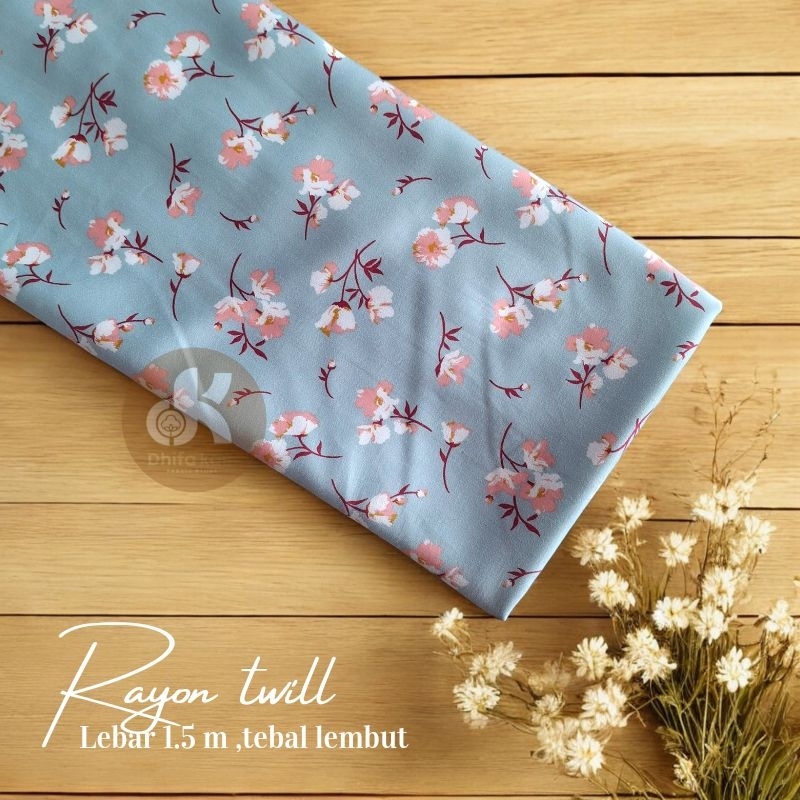 kain katun rayon twill motif bunga