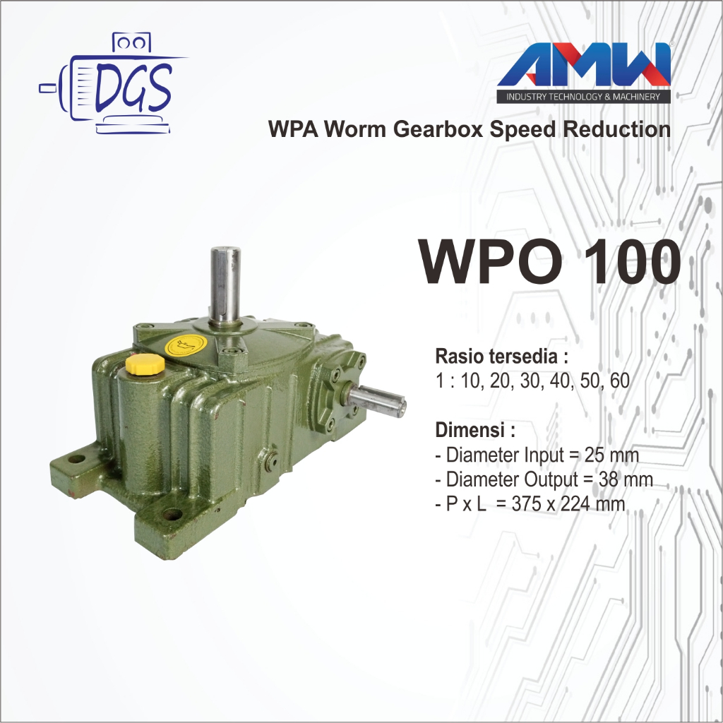 AMW WPO 100 Worm Gearbox Speed Reducer