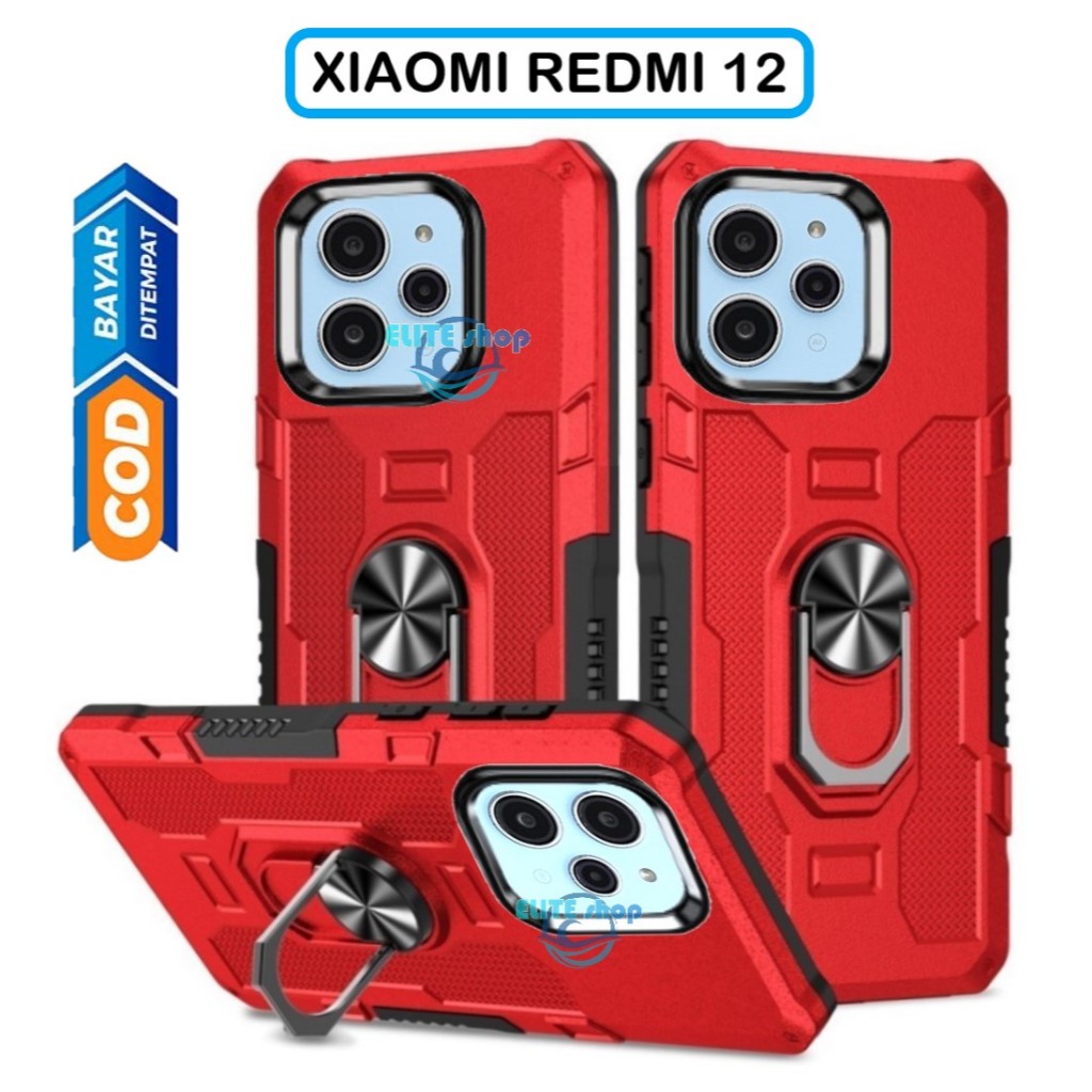 Casing Untuk Xiaomi Redmi 12 Hard Case Ring Armor Robot Case Kickstand Hybrid/Ring Holder