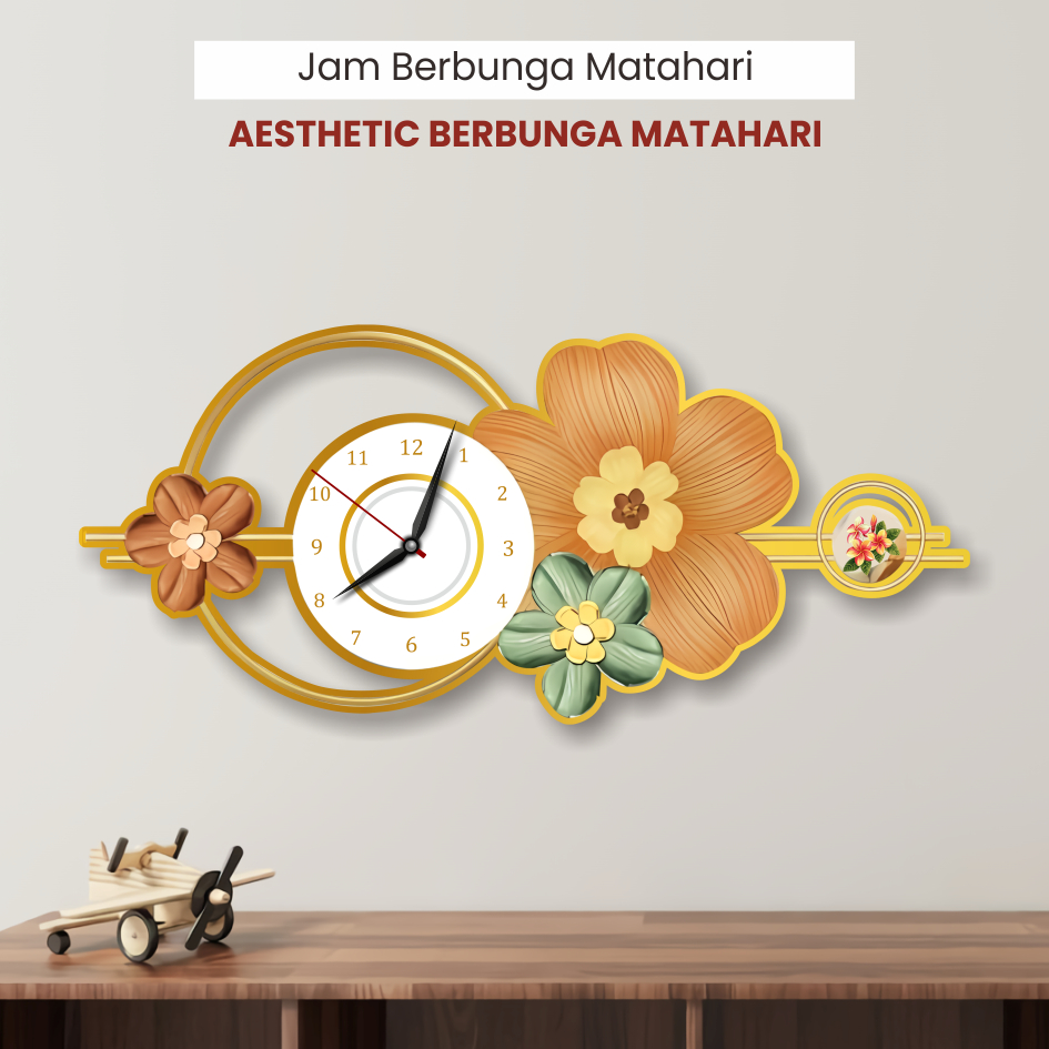 Dinding Aesthetic Lampu Jam Dinding Hiasan Dinding Estetik Motif Bunga Matahari LED Boho Lampu Boho 