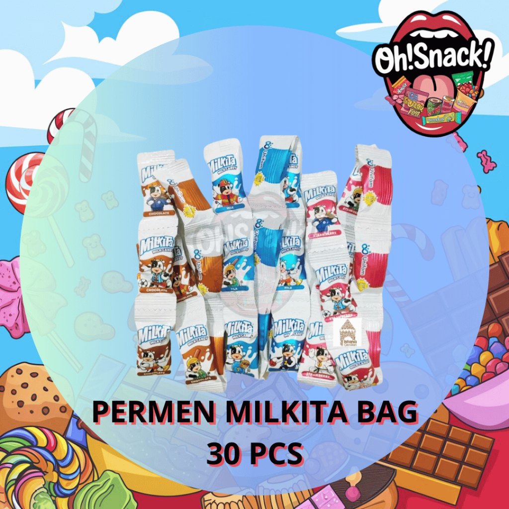 

PERMEN SUSU MILKITA 1 RENCENG ISI 30 PCS/BAG MIX RASA