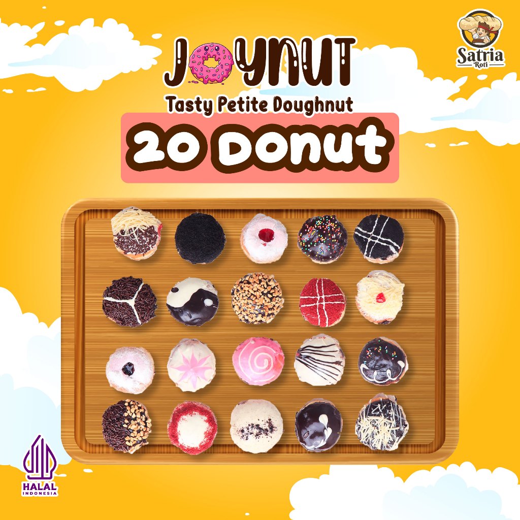 

Paket JOYNUT isi 20pcs/Donut mini/Donat ultah/Donut fluffy dan lembut/bisa req kartu ucapan