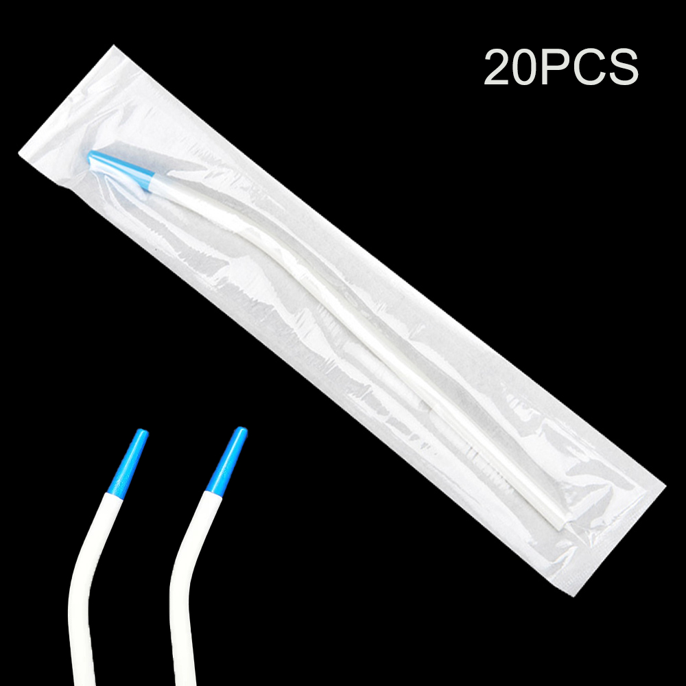20Pcs Dental Disposable Tips French Curved Straw Bended Dental suction bedah  Alat Dental