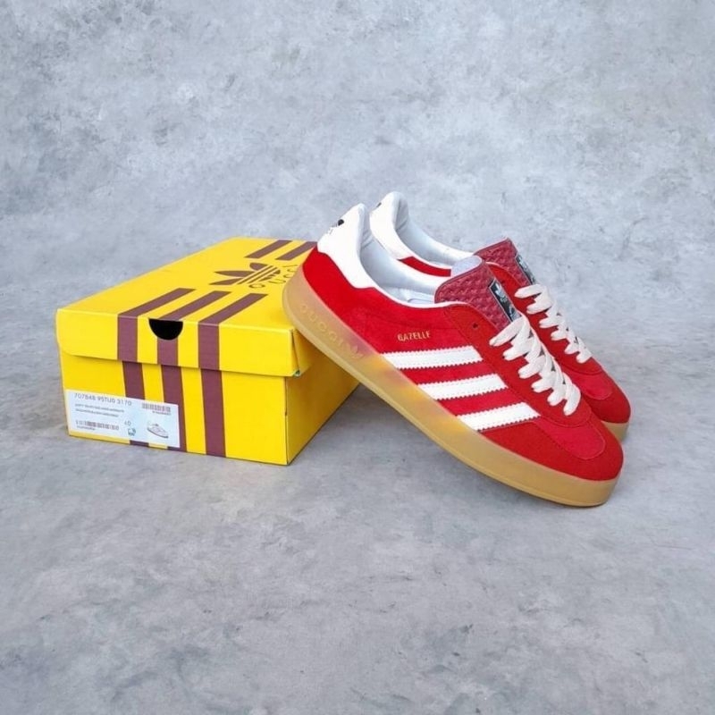 Sepatu Casual Gazelle Indoor Gucci Red Velvet