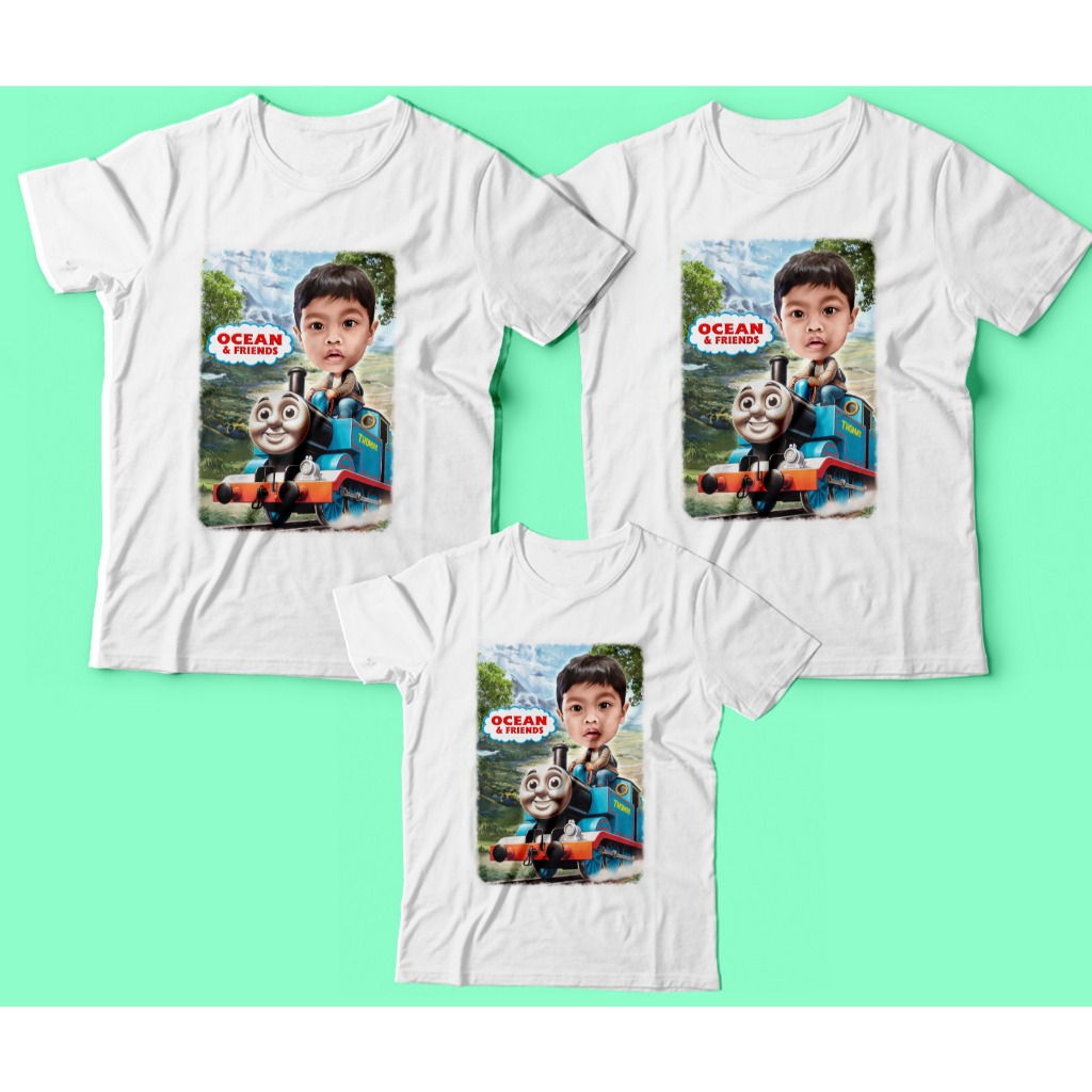 kaos thomas untuk ulang tahun anak FREE tambah nama dan foto anak / kaos kereta thomas / kaos thomas