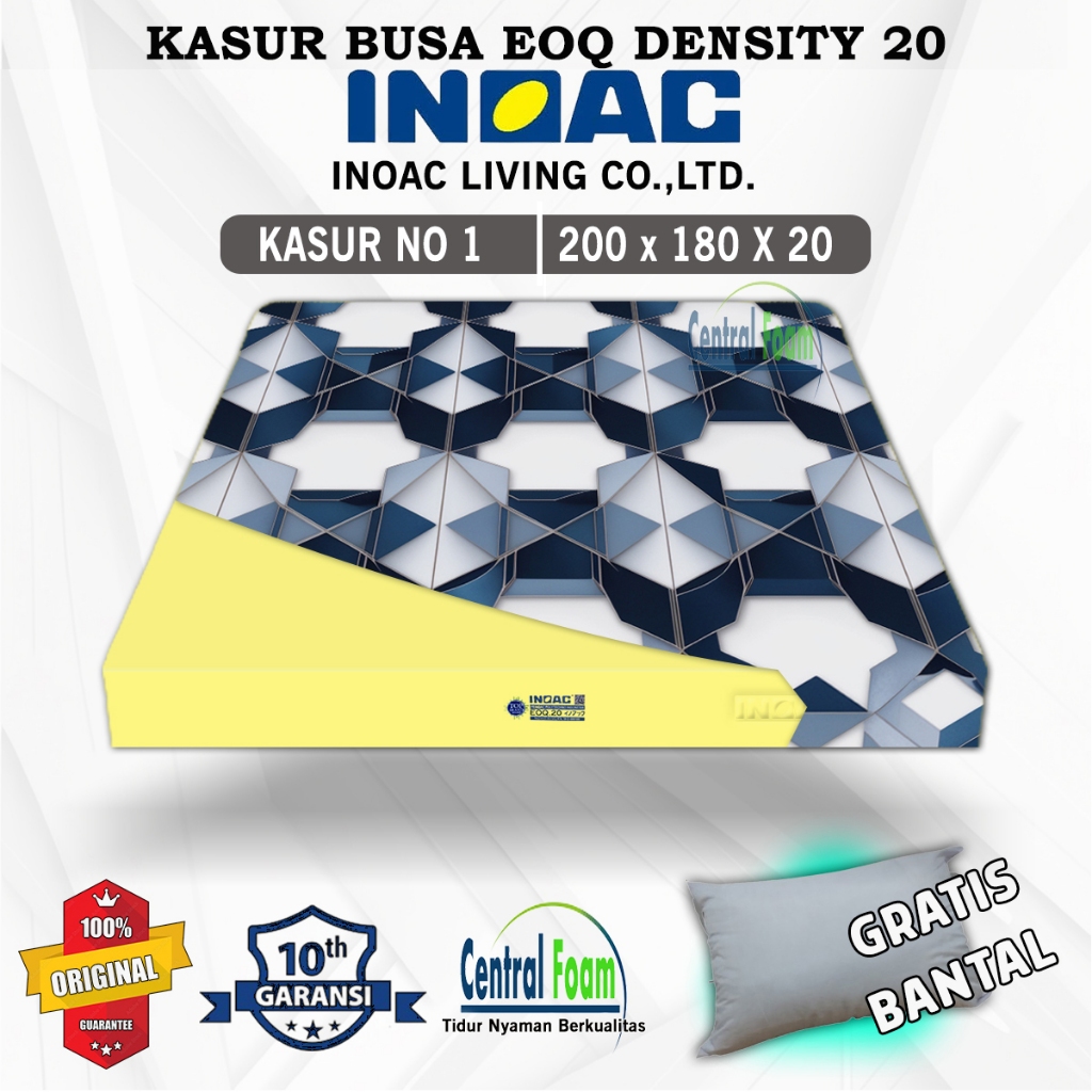 INOAC Kasur Busa EOQ 200 x 180 x 20 cm Bergaransi 10 Tahun Asli INOAC Murah