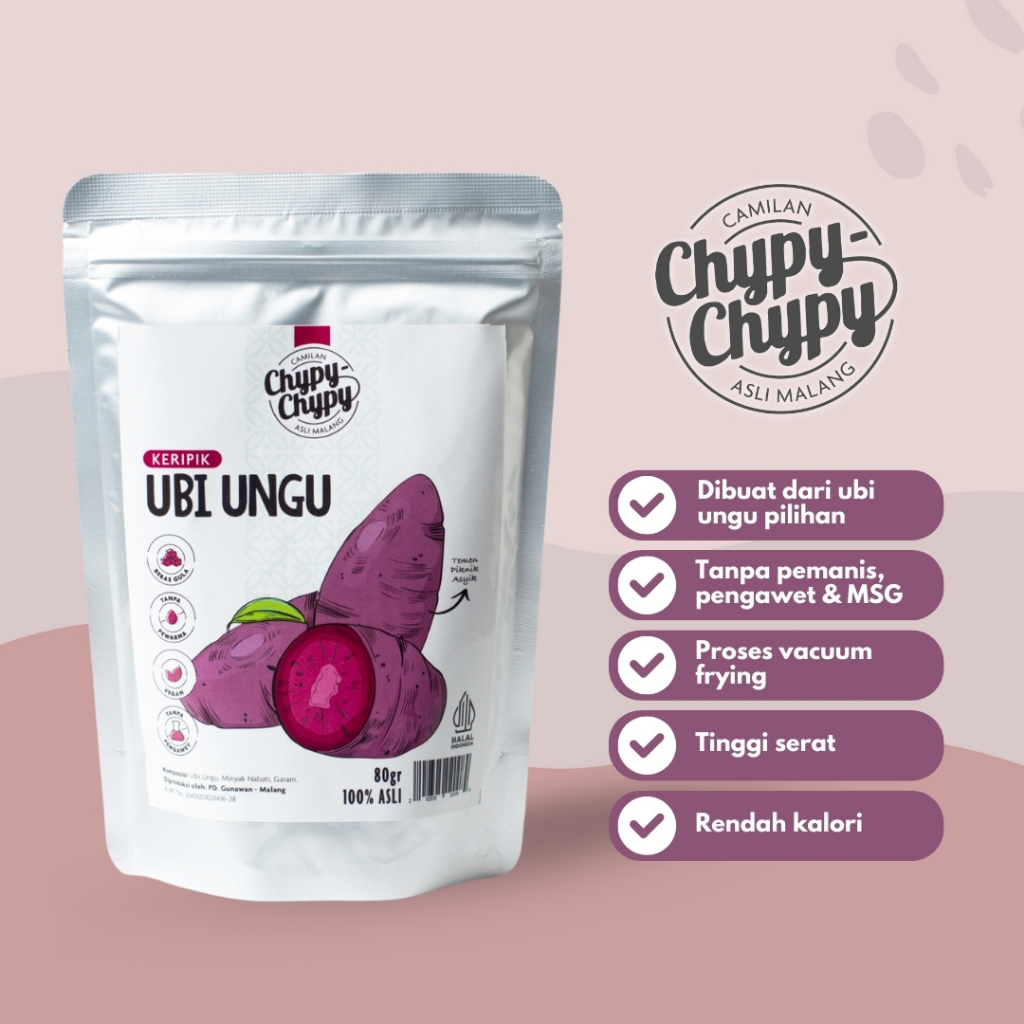 

Keripik Ubi Ungu Camilan Sehat Pouch 80 Gram