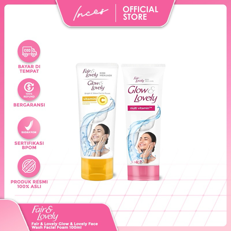 INCES - READY Fair & Lovely  Glow & Lovely Face Wash Facial Foam 100ml