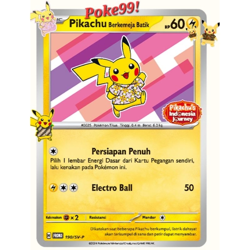 Yun PROMO ORI Pikachu Batik Motif Bunga Flower v4 kartu Pokemon Indonesia