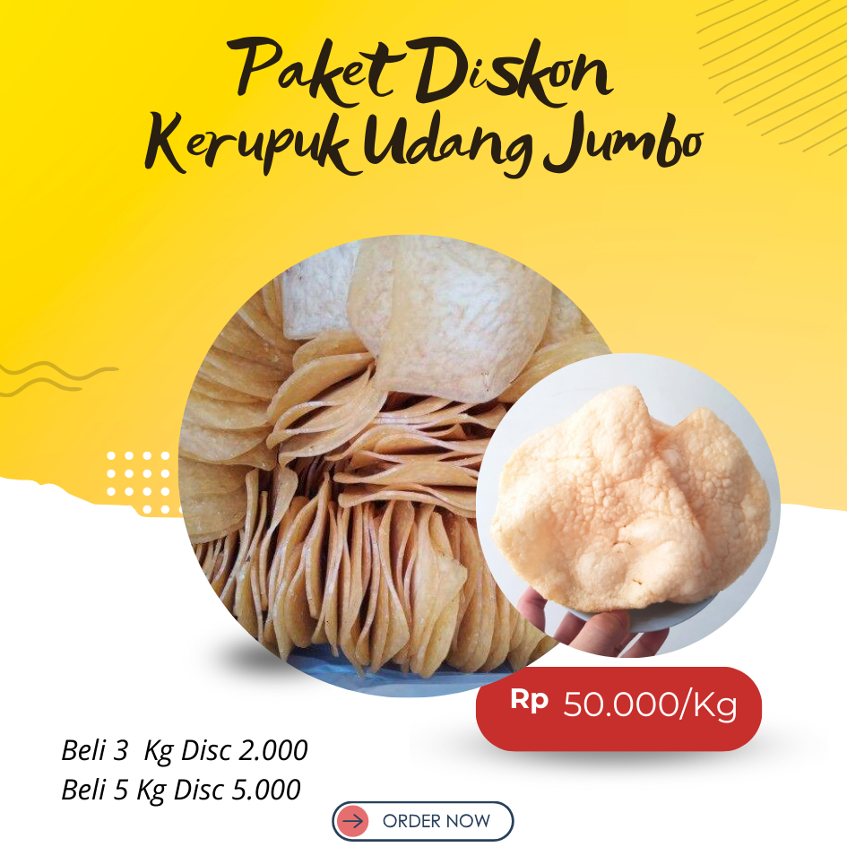 

Bahan Mentah / Kerupuk Udang Jumbo / 1 Kg / 500 Gram