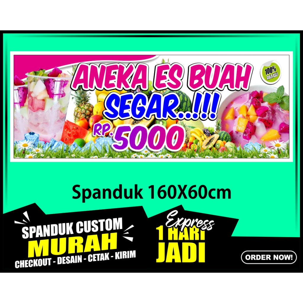 Banner SOP BUAH, Spanduk ES BUAH 160X60 cm, COD / Banner SOP BUAH, Spanduk ES BUAH 160X60 cm, COD