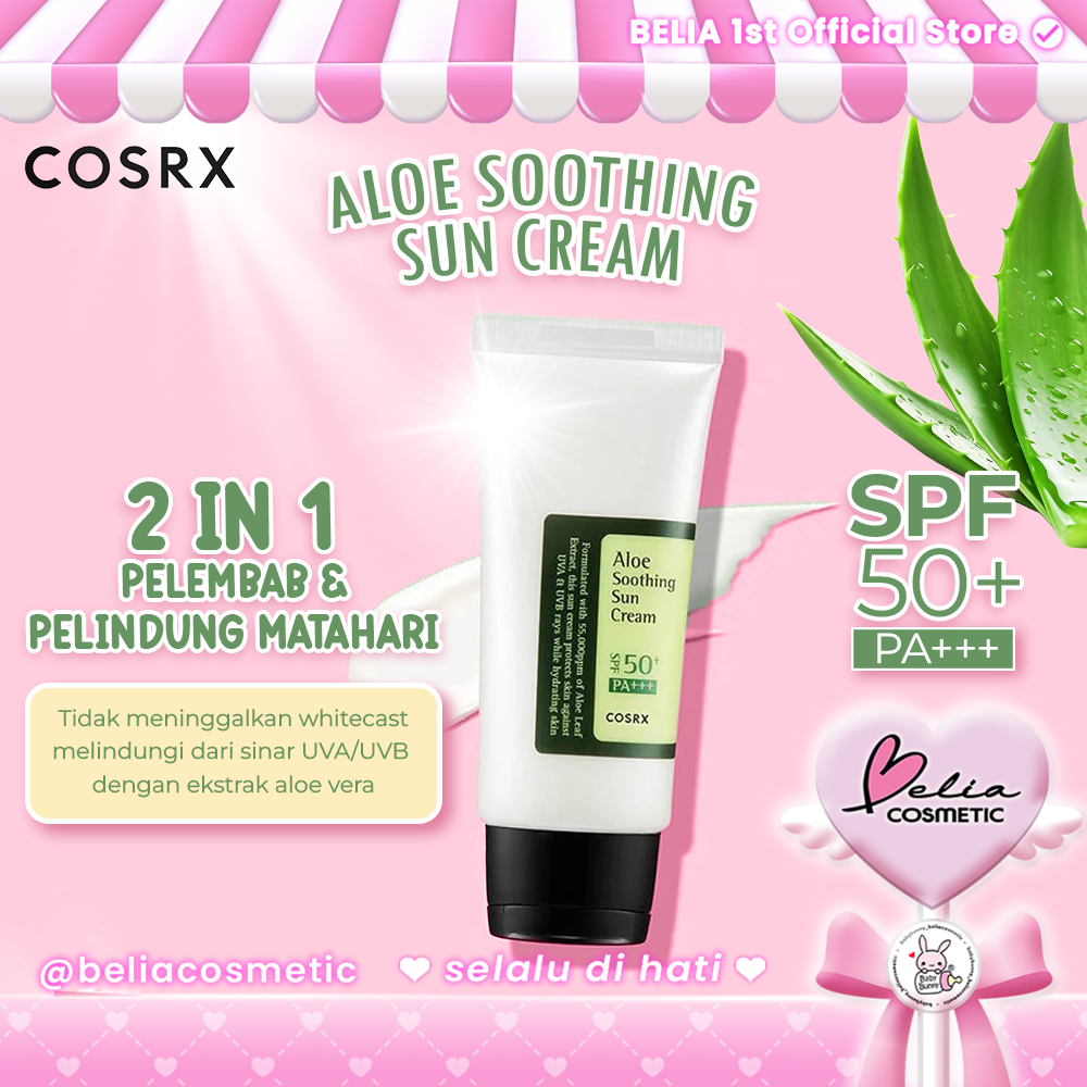 ❤ BELIA ❤ COSRX Aloe Soothing Sun Cream SPF 50+ PA+++ Skin Care 50 ML | Tabir Surya Untuk Kulit Berm