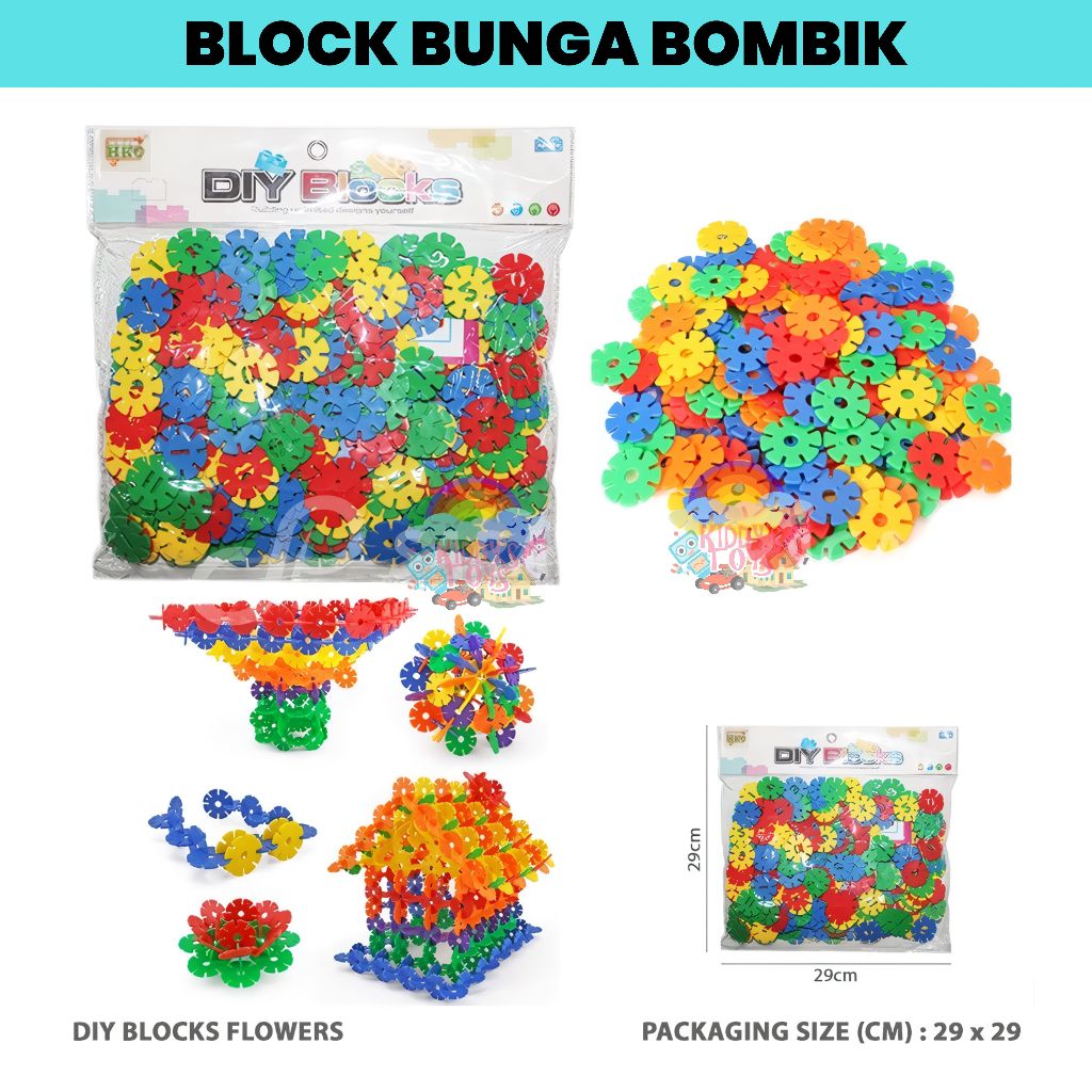 Mainan Anak Block Bunga Bombik isi 180 Pcs Blok Balok Brick Kreatif | mainan edukasi edukatif