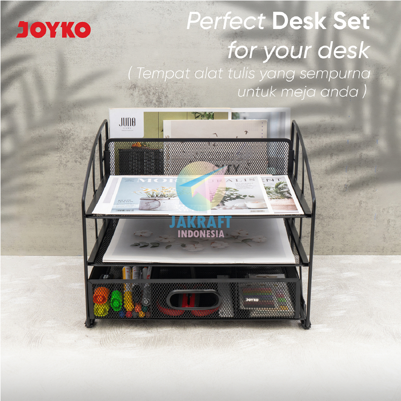 

(1 Unit) Desk Set Besi Rak Surat 3 Susun Besar JOYKO DS-65 Document Tray 3 Tier Tempat Kertas Dokumen Buku Map Stationery Paper Jala Jaring Metal Kokoh