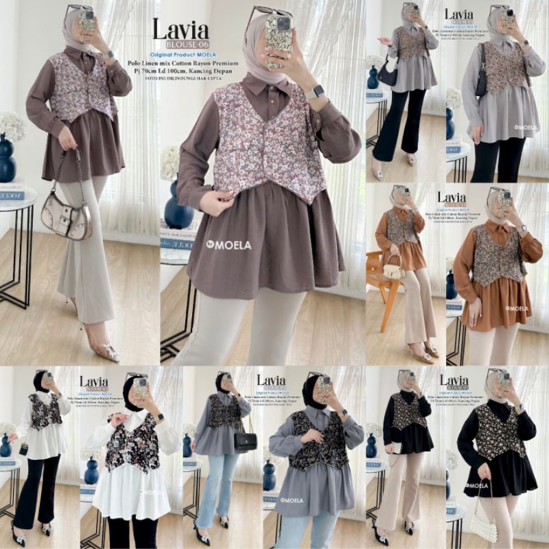 Lavia Blouse Oversize Atasan Kombinasi Jumbo Allsize Busui Premium Catton Rayon Original Ori Moela B