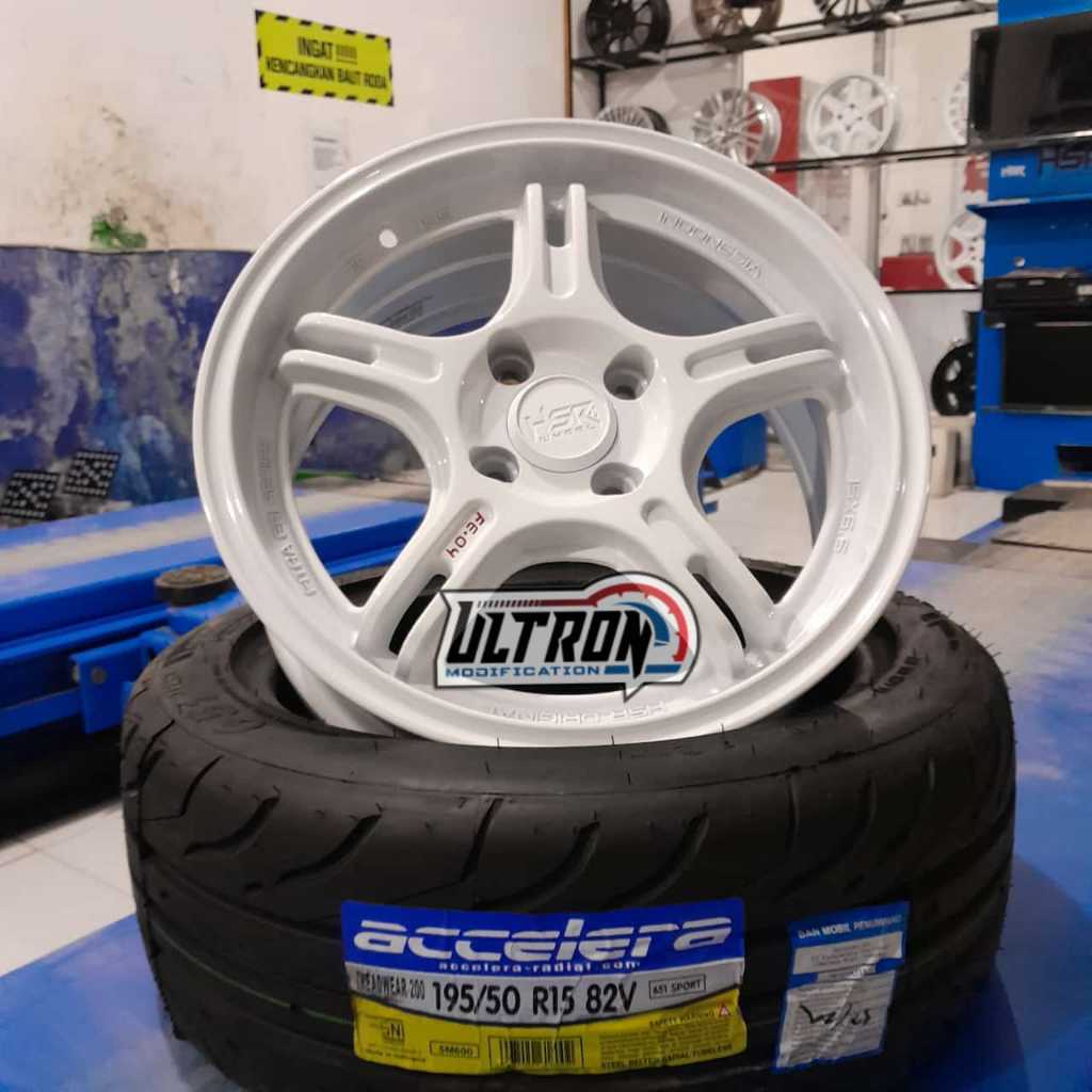 Velg Racing Ring 15 Brio Calya Sigra March Mirage Dll HSR FE04 R15 Putih