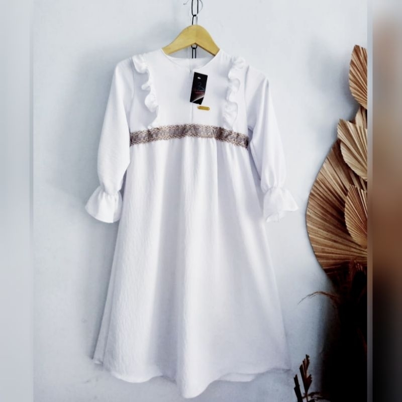 Gamis zia Dress Rapel Anak Baju Muslim Anak Perempuan Usia 3-12thn Gamis Anak Crinkle Airflow