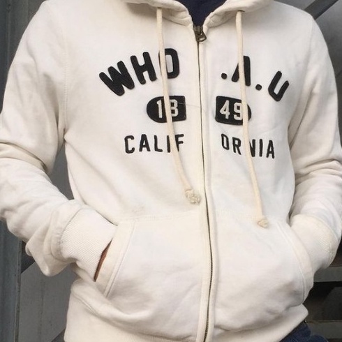 HJ6 Jaket Hoodie WHOAU California 1849 Zipper Cream Pria Wanita Premium Quality