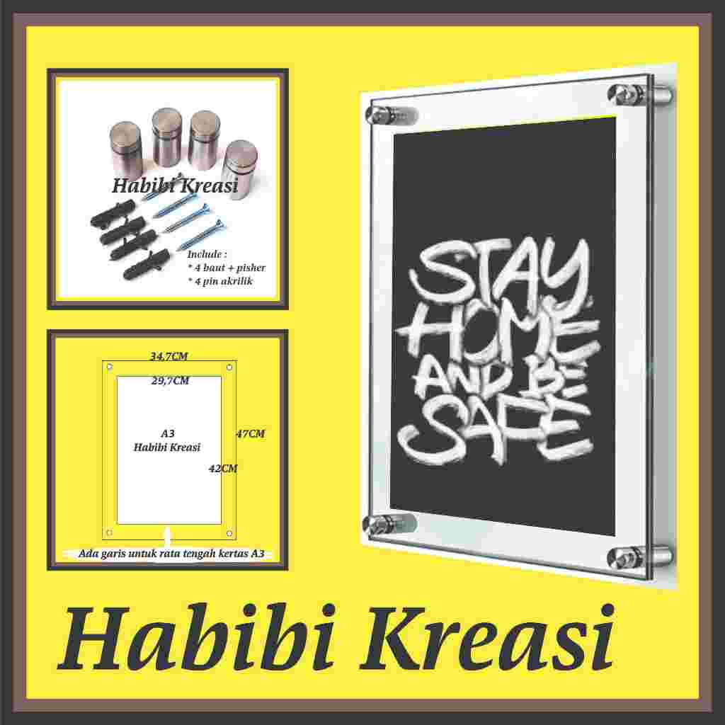 Bingkai Dinding A3 Akrilik frame dinding akrilik mading bingkai poster